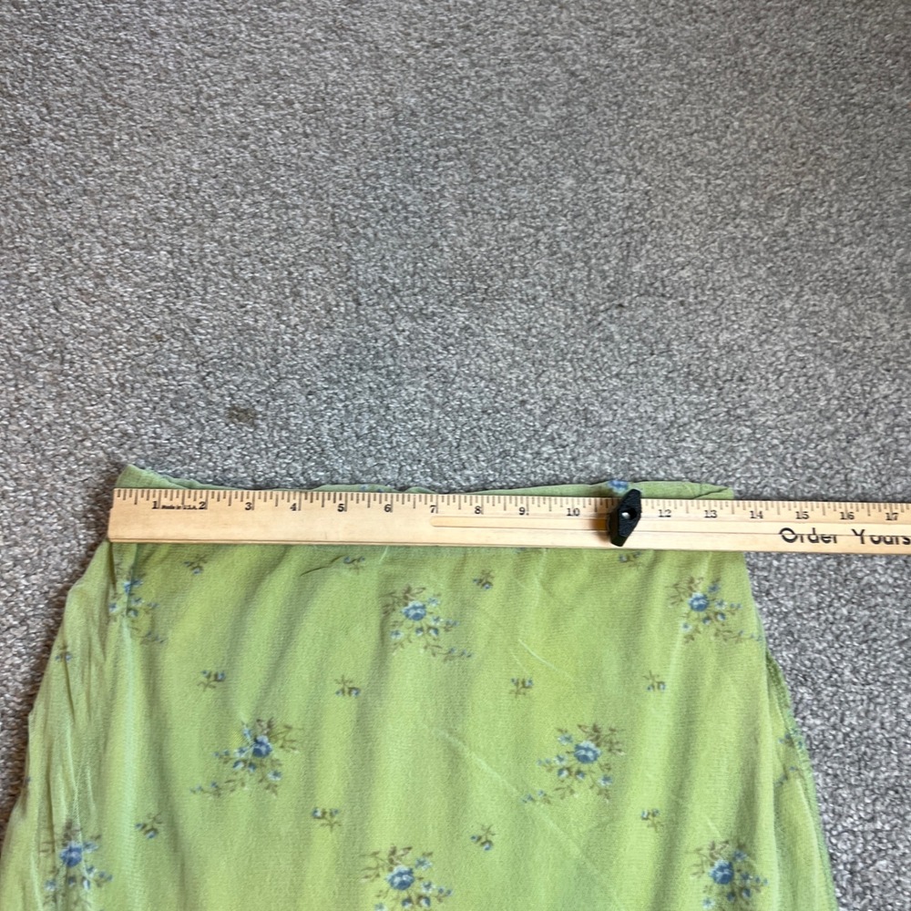 vintage y2k Floral Mesh Maxi Skirt Womens L Lime Green Lettuce Edge Cottagecore - Picture 6 of 11
